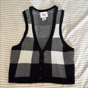 BDG Monochrome Checkered Knit Vest